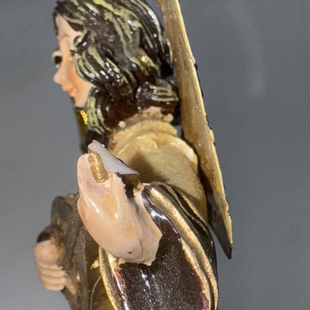 Resin Angel Ornament Lute Metal Wings‎ Please Read The Directions
